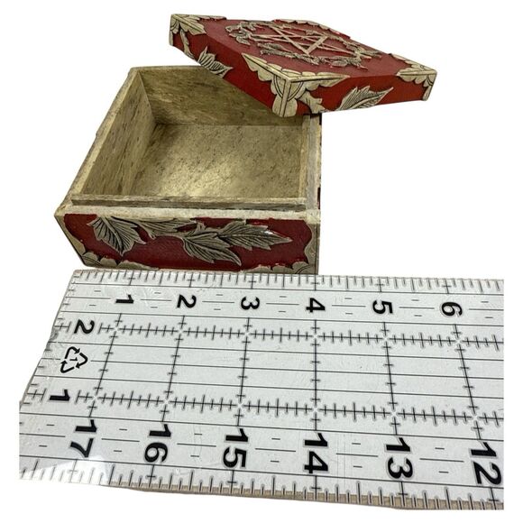 Vintage Red Soapstone Pentagram Box 🪄 Wicca Jewelry Altar Trinket Decor - Picture 4 of 6